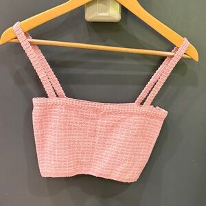 Zara Pink Textured Cropped Tank
